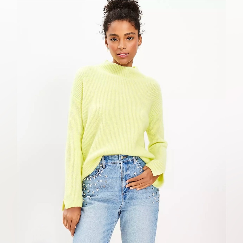 Loft Ribbed Mock Neck Sweater